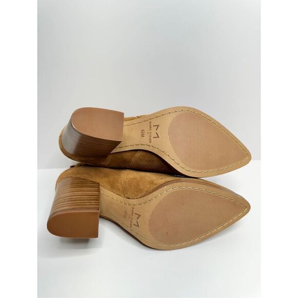 Marc Fisher Ankle Boots Womens Size 6.5 Tan Block Heel Suede Leather Booties New - Picture 9 of 10